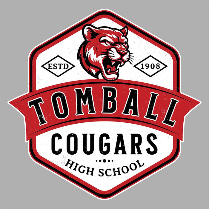 Close-up view of Tomball High School Cougars Unisex 3/4 sleeve Raglan T-shirt 209