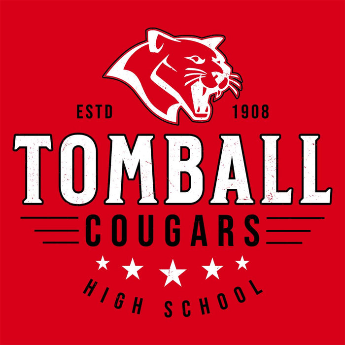 Close-up view of Tomball High School Cougars Red Classic Unisex T-shirt 217