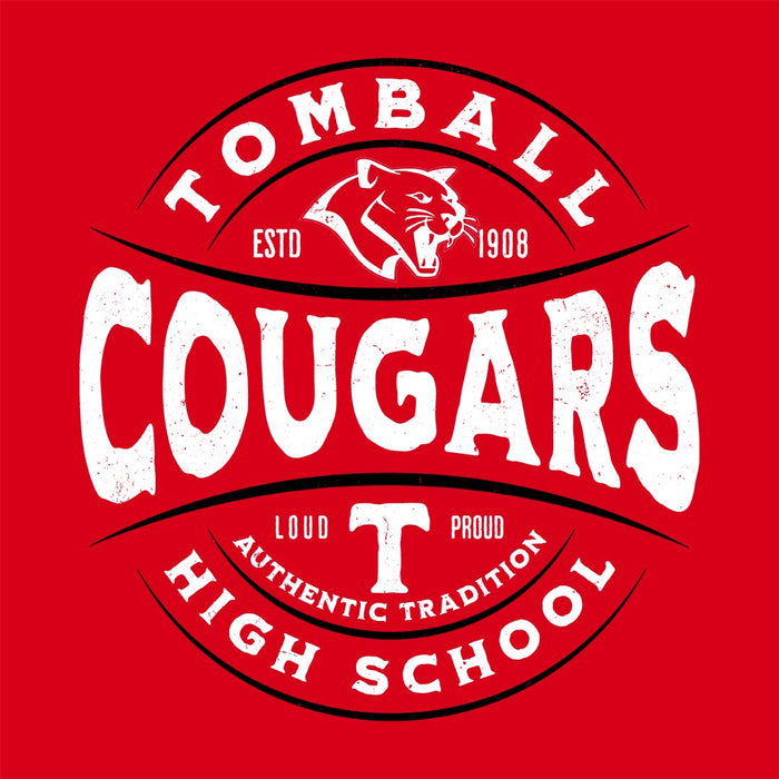 Close-up view of Tomball High School Cougars Red Classic Unisex T-shirt 218