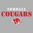 Close-up view of Tomball High School Cougars Unisex 3/4 sleeve Raglan T-shirt 222