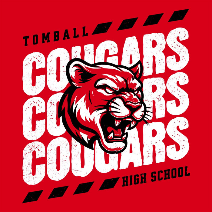 Close-up view of Tomball High School Cougars Red Classic Unisex T-shirt 223