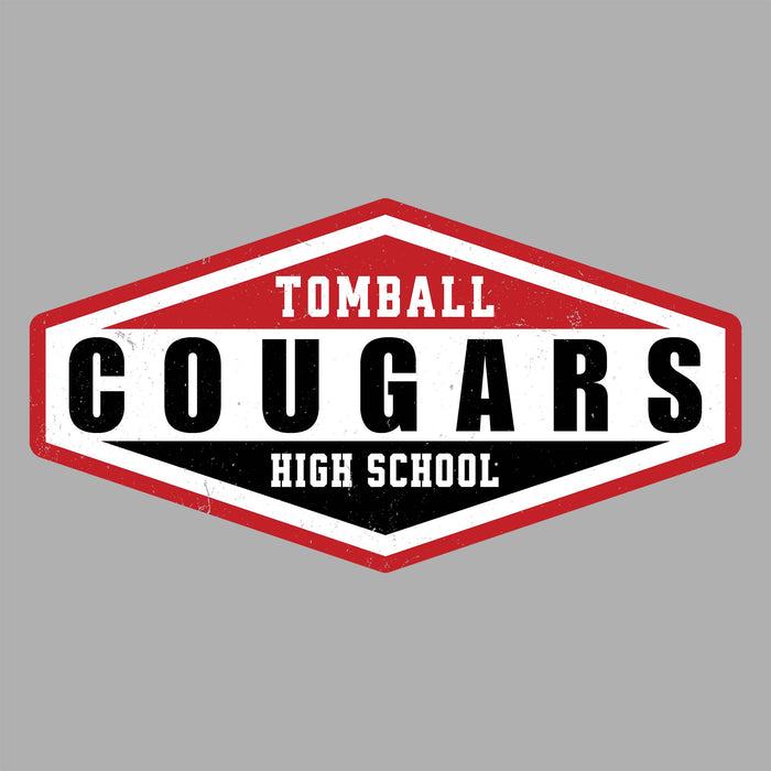 Close-up view of Tomball High School Cougars Unisex 3/4 sleeve Raglan T-shirt 009