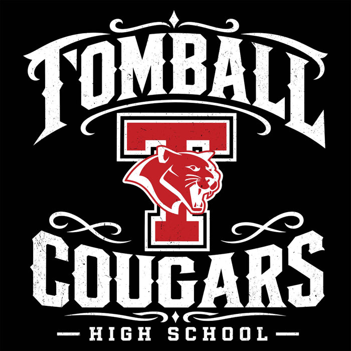 Close-up view of Tomball High School Cougars Classic Unisex Black T-shirt 022