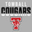 Close-up view of Tomball High School Cougars Unisex 3/4 sleeve Raglan T-shirt 024