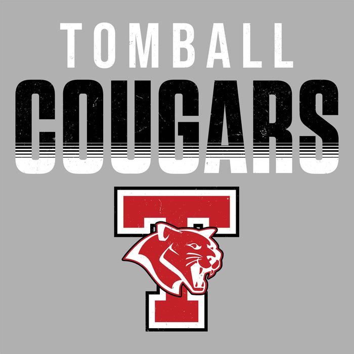 Close-up view of Tomball High School Cougars Unisex 3/4 sleeve Raglan T-shirt 024