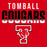 Red graphic with the words 'TOMBALL COUGARS' in large distressed white and black lettering, plus a red cougar mascot logo inside a white block 'T' below. Tomball High School Cougars Classic Unisex Red T-shirt 024