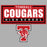 Close-up view of Tomball High School Cougars Unisex 3/4 sleeve Raglan T-shirt 049