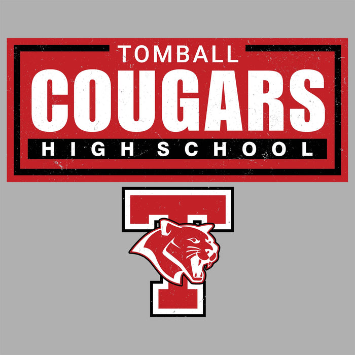 Close-up view of Tomball High School Cougars Unisex 3/4 sleeve Raglan T-shirt 049