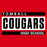 A red square graphic with a distressed black-and-white parental-style label reading 'TOMBALL COUGARS HIGH SCHOOL'. Tomball High School Cougars Classic Unisex Red T-shirt 098