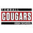 A rectangular school logo or decal reading 'TOMBALL COUGARS HIGH SCHOOL' with bold white lettering on black bars and a red center panel, shown on a plain white background. Tomball High School Cougars Unisex 3/4 sleeve Raglan T-shirt 098