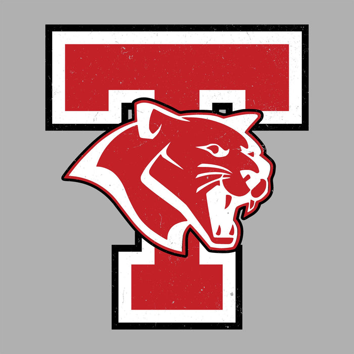 Close-up view of Tomball High School Cougars Unisex 3/4 sleeve Raglan T-shirt 200