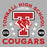 Close-up view of Tomball High School Cougars Classic Unisex Grey T-shirt 208