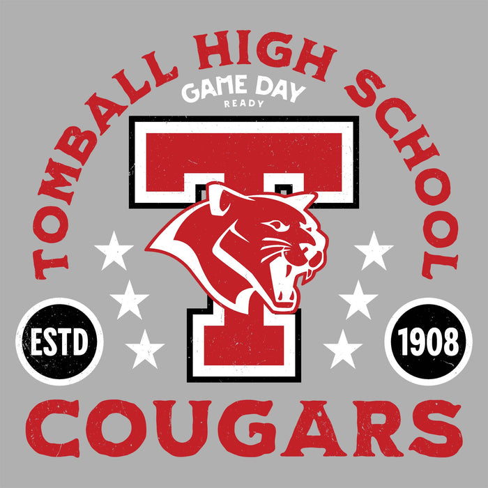 Close-up view of Tomball High School Cougars Classic Unisex Grey T-shirt 208