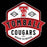 A distressed high school logo design for Tomball Cougars High School, featuring a red and white hexagonal emblem with a cougar mascot, 'TOMBALL COUGARS HIGH SCHOOL' text, and 'ESTD 1908' details on a black background. Tomball High School Cougars Women's Black SoftStyle T-shirt 209