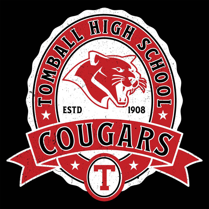 Close-up view of Tomball High School Cougars Classic Unisex Black T-shirt 212