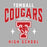 Close-up view of Tomball High School Cougars Women's Grey SoftStyle T-shirt 213