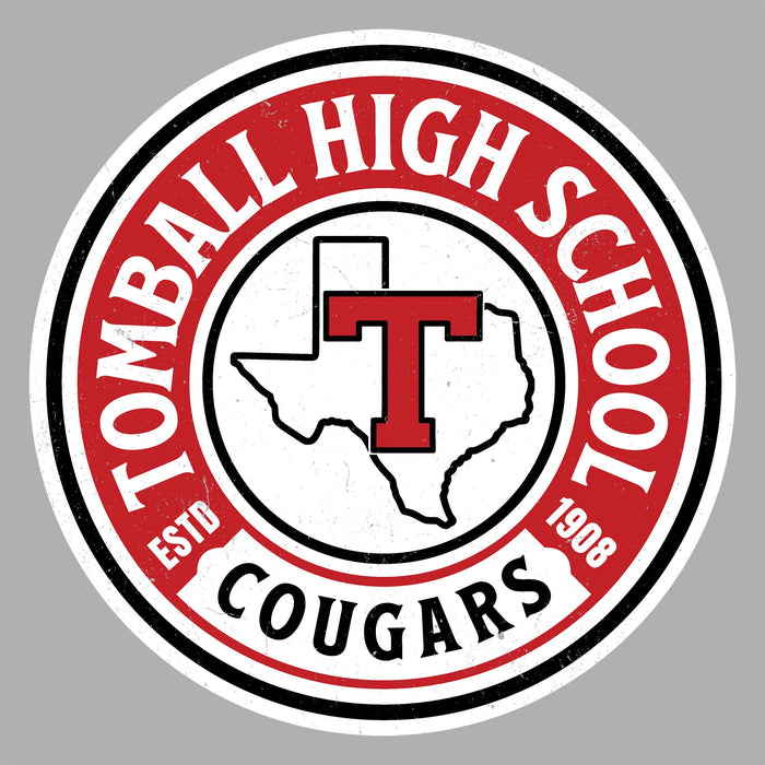 Close-up view of Tomball High School Cougars Unisex 3/4 sleeve Raglan T-shirt 220