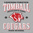 Close-up view of Tomball High School Cougars Unisex 3/4 sleeve Raglan T-shirt 230
