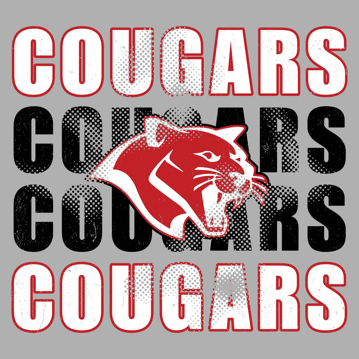 Close-up view of Tomball High School Cougars Unisex 3/4 sleeve Raglan T-shirt 233