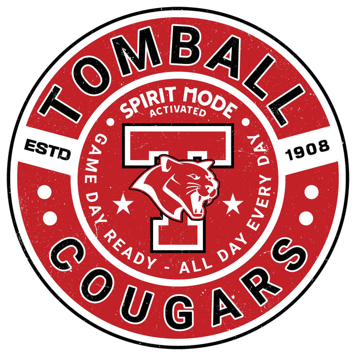 Close-up view of Tomball High School Cougars Unisex 3/4 sleeve Raglan T-shirt 239