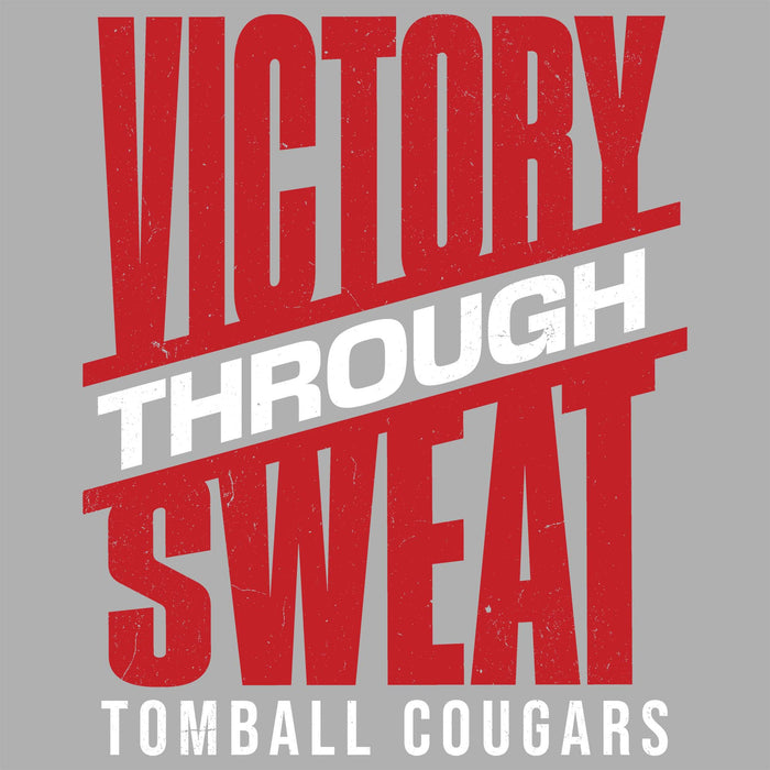 Close-up view of Tomball High School Cougars Women's Grey SoftStyle T-shirt 241