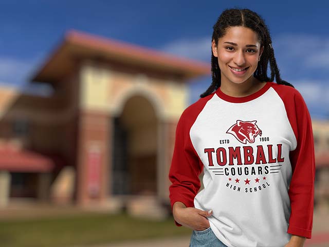 Tomball High School Cougars Raglan Baseball T-shirts All Products Page