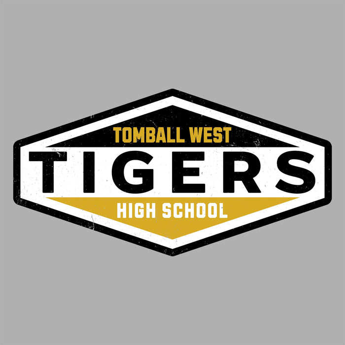 Close-up view of Tomball West High School Tigers Women's Grey SoftStyle T-shirt 009