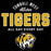 Tomball West Allstar Tigers graphic on a black background, featuring large distressed gold and white 'TIGERS' text, 'ALL STAR' arched above in white, 'ALL DAY EVERY DAY' below, and a tiger head mascot logo at the bottom. Tomball West High School Tigers Women's Black SoftStyle T-shirt 040