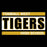 Tomball West Tigers High School graphic with bold black and gold lettering on a white distressed background, centered on a black field. Tomball West High School Tigers Women's Black SoftStyle T-shirt 098