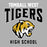 Close-up view of Tomball West High School Tigers Unisex 3/4 sleeve Raglan T-shirt 213