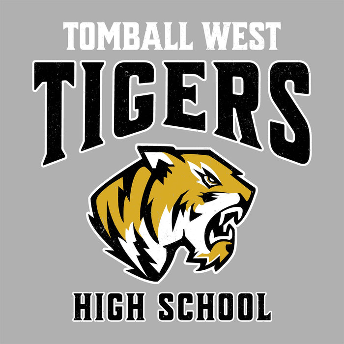 Close-up view of Tomball West High School Tigers Women's Grey SoftStyle T-shirt 213