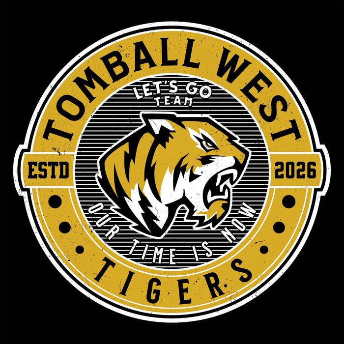 Close-up view of Tomball West High School Tigers Unisex 3/4 sleeve Raglan T-shirt 224
