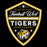A shield-shaped school emblem on a black background reading 'Established 2026 Tomball West TIGERS HIGH SCHOOL' with a tiger head illustration and white, gold, and black colors. Tomball West High School Tigers Unisex 3/4 sleeve Raglan T-shirt 225