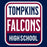 Close-up view of Tompkins High School Falcons Women's Navy Blue T-shirt 031