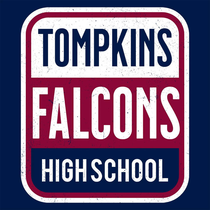 Close-up view of Tompkins High School Falcons Women's Navy Blue T-shirt 031