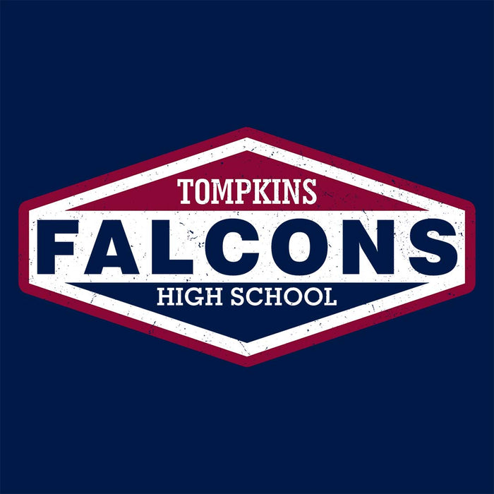 Close-up view of Tompkins High School Falcons Women's Navy Blue T-shirt 009