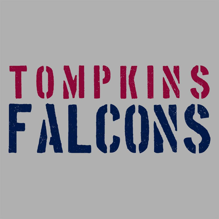 Close-up view of Tompkins High School Falcons Women's Grey T-shirt 017