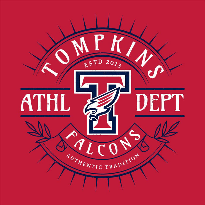 Close-up view of Tompkins High School Falcons Red Classic Unisex T-shirt 201