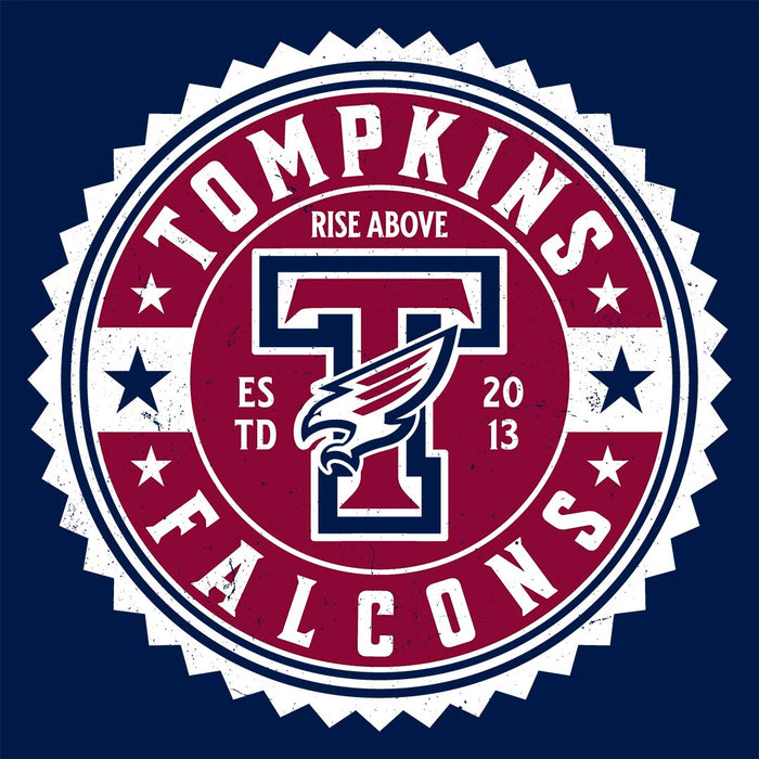 Close-up view of Tompkins High School Falcons Navy Classic Unisex T-shirt 203