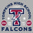 Close-up view of Tompkins High School Falcons Women's Grey T-shirt 208