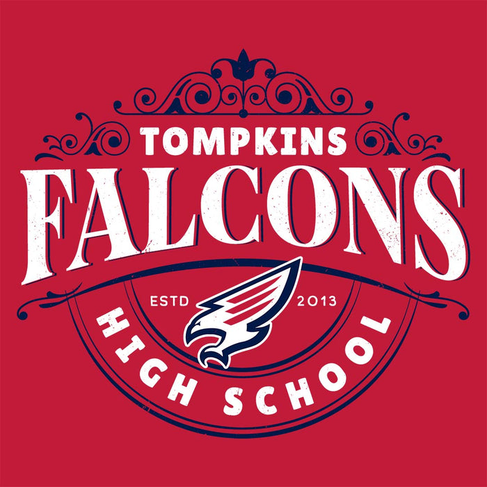 Close-up view of Tompkins High School Falcons Red Classic Unisex T-shirt 211