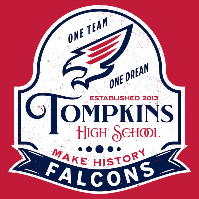 Close-up view of Tompkins High School Falcons Red Classic Unisex T-shirt 219