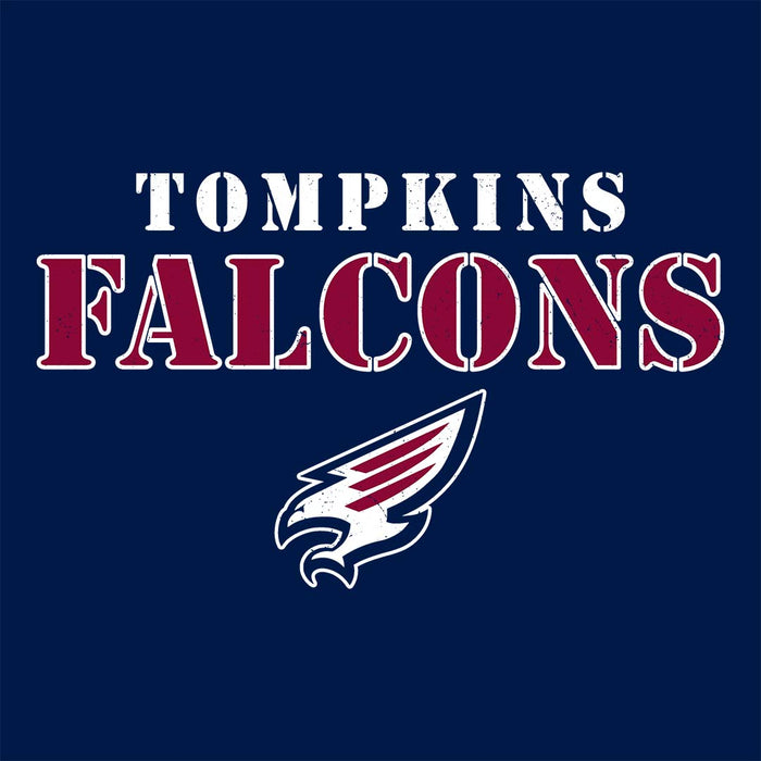 Close-up view of Tompkins High School Falcons Navy Classic Unisex T-shirt 222