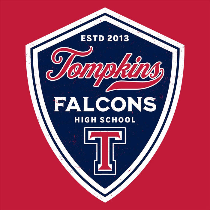 Close-up view of Tompkins High School Falcons Red Classic Unisex T-shirt 225