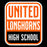 Close-up view of United High School Longhorns Unisex 3/4 sleeve Raglan T-shirt 001