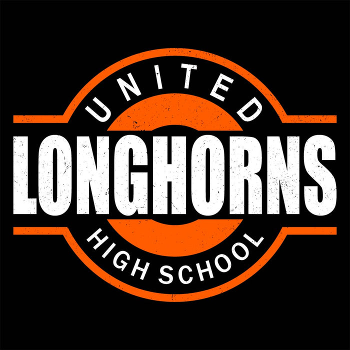 United High School Longhorns Women's Black T-shirt 011