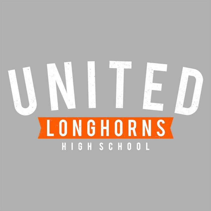 Close-up view of United High School Longhorns Women's Grey T-shirt 021