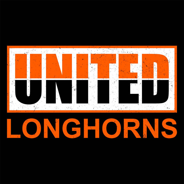 Close-up view of United High School Longhorns Women's Black T-shirt 031