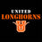 Close-up view of United High School Longhorns Unisex 3/4 sleeve Raglan T-shirt 222