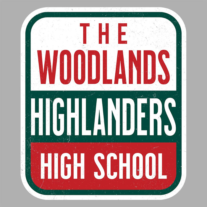 Close-up view of The Woodlands High School Highlanders Athletic Grey Women's T-shirt 001